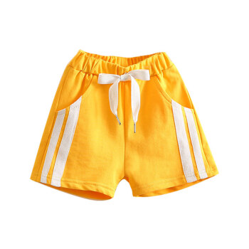 贝壳元素宝宝运动短裤夏装新款女童童装儿童系绳裤子kzc288 黄色 110