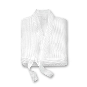 艾米乐（amarelle）浴袍 五星级酒店浴袍 Bl003 纯棉吸水华夫格薄款儿童浴袍夏款 白色 XS码