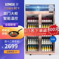 XINGX 星星 展示柜518升冷藏柜商用冰箱冷柜大容量双门立式保鲜柜饮料柜啤酒柜LSC-518Y