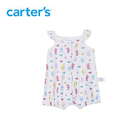 Carters夏季女宝宝小裙子哈衣爬服连体衣婴儿衣服纯棉无袖上衣裙