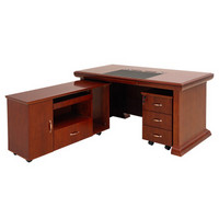 富路达 木制胡桃木色办公桌经理桌主管桌大班台大班桌实木桌老板桌1.6米