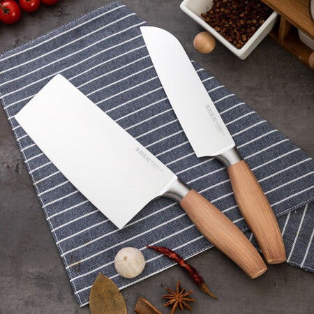 乐扣乐扣 家用厨房刀具套装 切菜刀切片刀切肉刀多用小厨刀西瓜刀水果刀 两件套