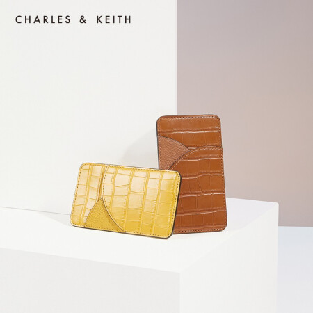 CHARLES＆KEITH2021春季CK6-51200005女士简约迷你卡包钱包小包 Cognac白兰地色 XXL