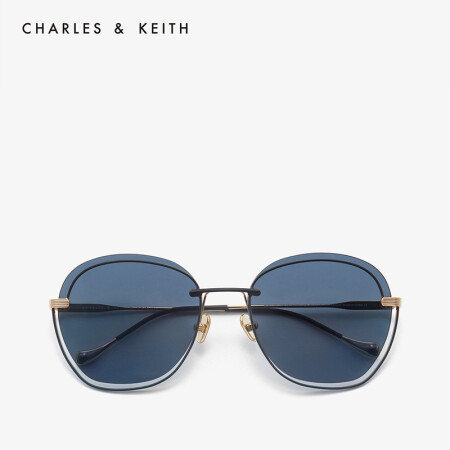 CHARLES&KEITH配饰饰品女CK3-71280385金属细边框女士太阳眼镜 Dark Blue深蓝色