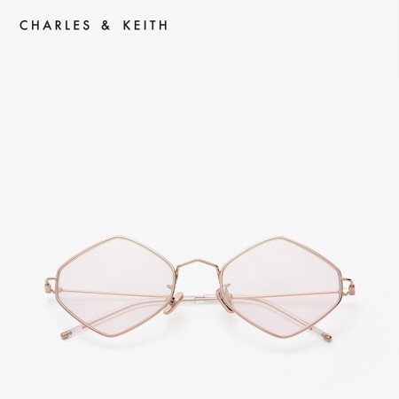 CHARLES＆KEITH配饰饰品女CK3-81280393金属细边框女士时尚太阳眼镜 粉红色PINK