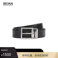 HUGO BOSS 雨果博斯腰带男2021早春新款意大利双面双色腰带50402814 002-黑色