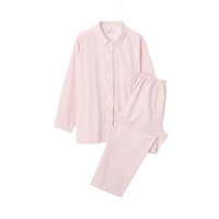 无印良品 MUJI 女式 无侧缝牛津棉 睡衣 粉红色格纹 L-XL