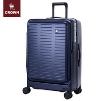 CROWN/皇冠 拉链铝框拉杆箱万向八轮旅行箱 密码硬箱大容量 5275-28英寸蓝色