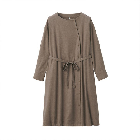 无印良品 無印良品 MUJI 孕妇 法兰绒 无领 深咖啡色 M-L