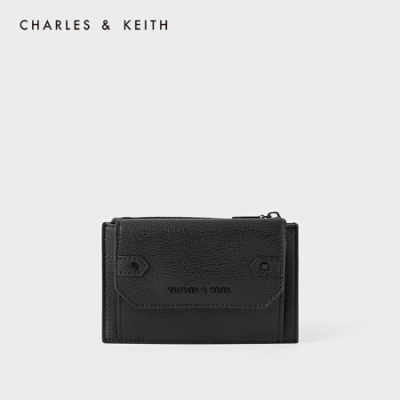 CHARLES＆KEITH2021春季CK6-50680869女士时尚迷你零钱包卡包 Black黑色 XXS