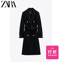 ZARA 新款 女装 配腰带羊毛大衣外套 08343744800