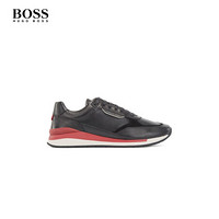 HUGO BOSS雨果博斯男士2020款秋季牌标识混合皮革运动鞋 001-黑色 EU:42