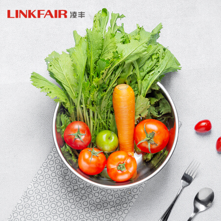 凌丰（LINKFAIR）304不锈钢圆盆菜盘汤盘加厚家用圆碟菜碟 22cm*9.5cm 深汤盘（镜光款）