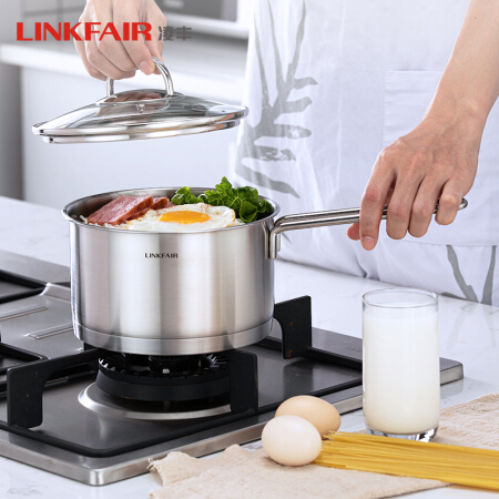 凌丰（LINKFAIR）304不锈钢奶锅煮面锅无涂层热奶锅婴儿宝宝辅食锅电磁炉可用 18cm/2.0L