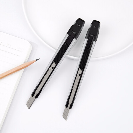 广博(GuangBo)金属美工刀 自动锁裁纸刀 锋利壁纸刀 办公用品 灰色 W71501