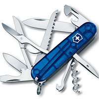 VICTORINOX 维氏 瑞士都市猎人经典户外小刀多功能折叠工具刀 1.3713.T2蓝色透明