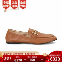 孔雀翎TOD’S/托德斯2020新款女鞋时尚经典雅致T 品牌饰扣牛皮乐福鞋 棕色 34