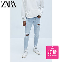 ZARA 新款 男装 破洞装饰紧身小脚牛仔裤 06045461406