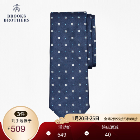 Brooks Brothers/布克兄弟男士20春新桑蚕丝圆点花朵图案领带 4004-藏青色 XLNG