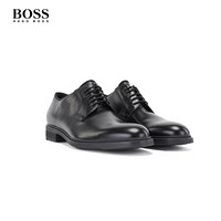 HUGO BOSS雨果博斯早春新款男士弹性鞋带意大利制造牛皮革德比鞋皮鞋 001-黑色 43