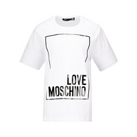 LOVE MOSCHINO 莫斯奇诺 白色方框logo标短袖T恤衫 W 4 F87 28 M 4083 A00 42 女款