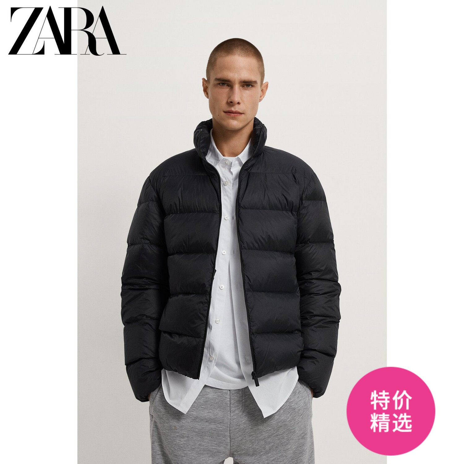 ZARA  01215500800 男士短款轻型羽绒服外套