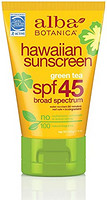 ALBA botanica hawaiian ，绿茶防晒霜 SPF 45，4 Ounce