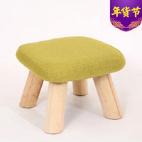 缘诺亿 蘑菇创意换鞋凳儿童矮凳四脚方凳可拆洗家居凳实木卡通凳ht-005#(草绿色 24小时内发货)