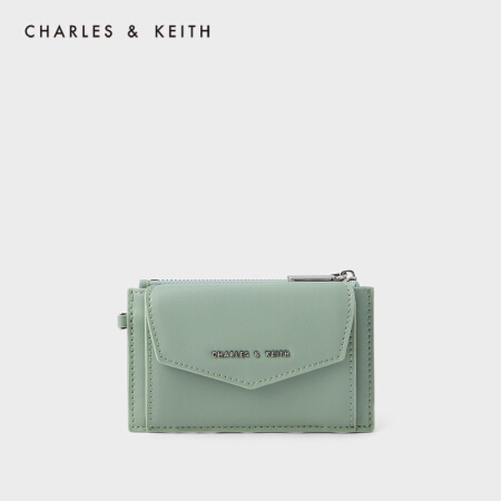 CHARLES＆KEITH2021春季新品CK6-50840229女士编织设计零钱包卡包 Mint Green薄荷绿色 XXS