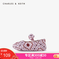 CHARLES＆KEITH2021春季CK9-71700095幼儿童鞋蝴蝶结装饰宝宝玛丽珍鞋 粉红色Pink 18