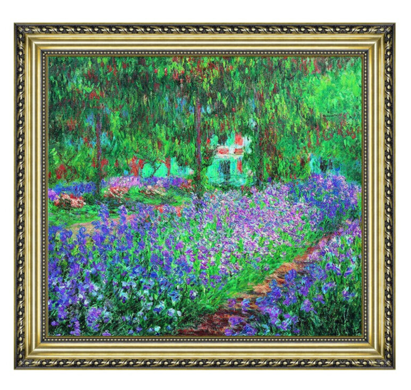 莫奈油画《吉威尔尼花园》装饰画挂画 宫廷金 72×65cm