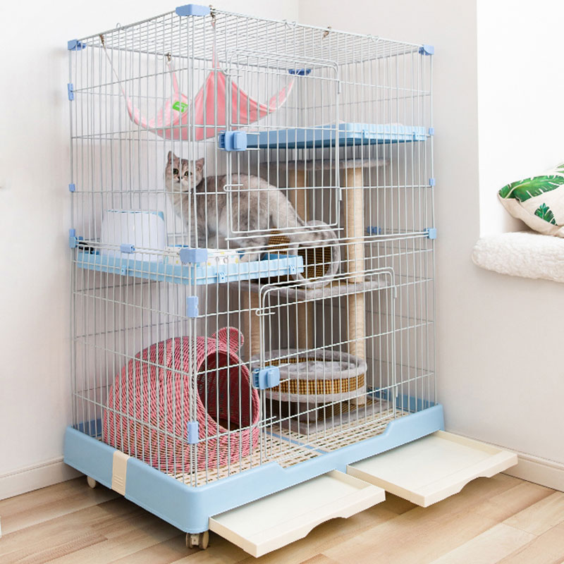 疯狂小狗猫笼子猫咪别墅猫舍猫笼家用双层二三层猫猫围栏室内猫窝猫咪用品