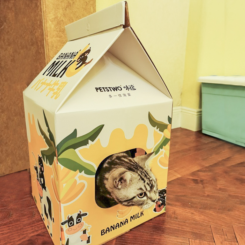 疯狂小狗猫抓板磨爪器窝瓦楞纸牛奶盒子耐磨耐抓大号猫磨爪猫玩具猫咪用品