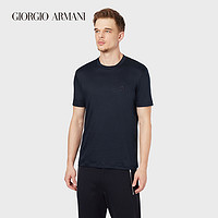 GIORGIO ARMANI/阿玛尼秋冬男士绣标棉质平纹布短袖 T 恤