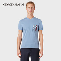 GIORGIO ARMANI/阿玛尼秋冬男士经典复刻系列人字纹口袋棉T 恤