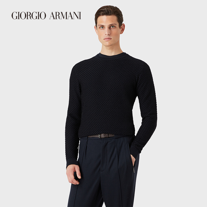 乔治·阿玛尼 GIORGIO ARMANI/阿玛尼秋冬男士经典复刻系列羊毛织物毛衣