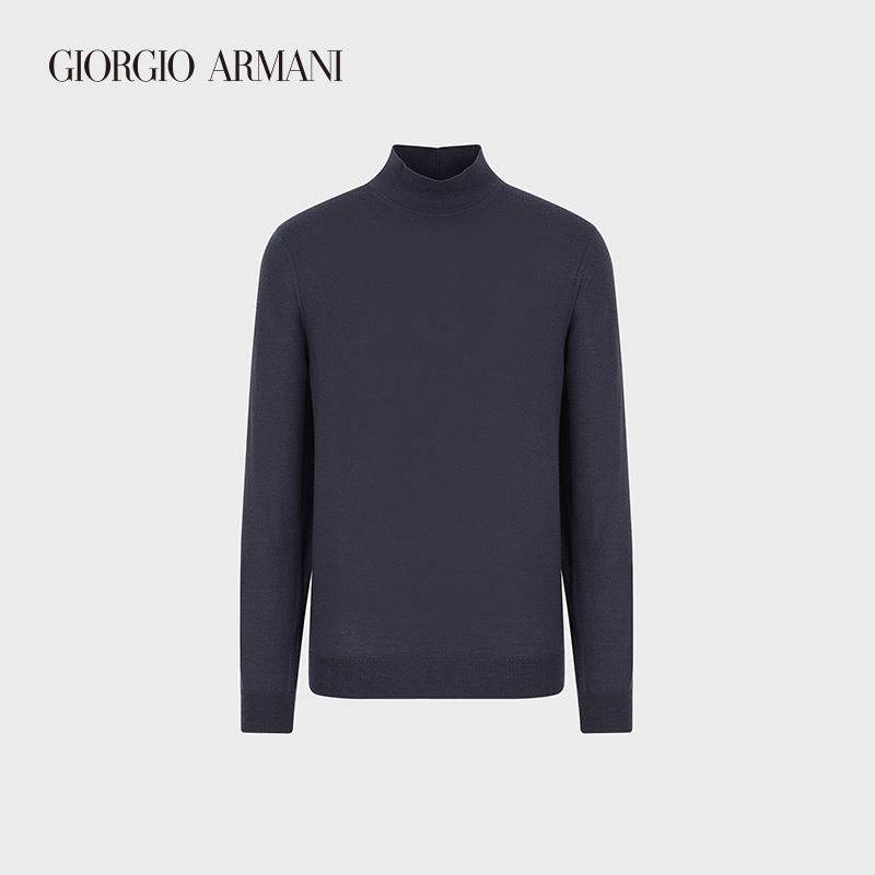 乔治·阿玛尼 GIORGIO ARMANI/阿玛尼秋冬男士经典复刻系列羊绒卷领针织衫