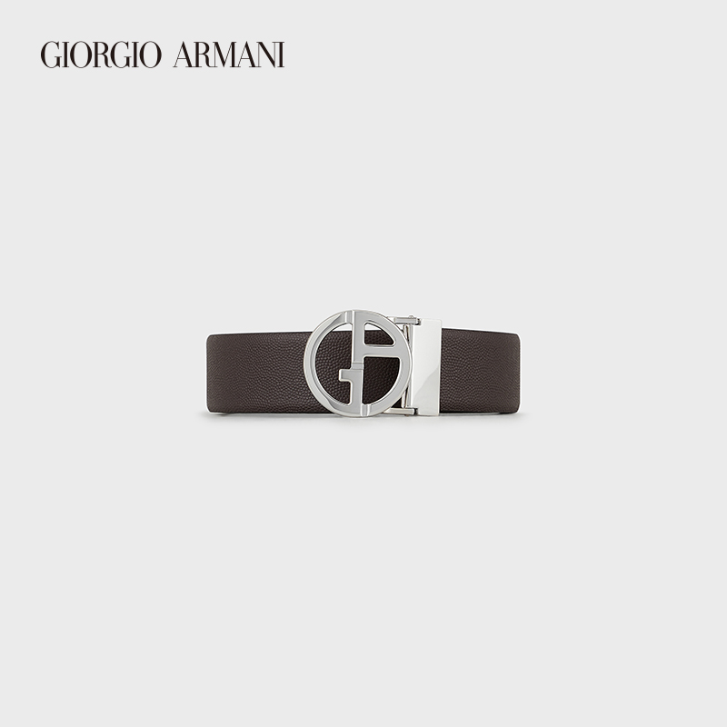 乔治·阿玛尼 GIORGIO ARMANI/阿玛尼秋冬男士压纹皮革金属LOGO腰带