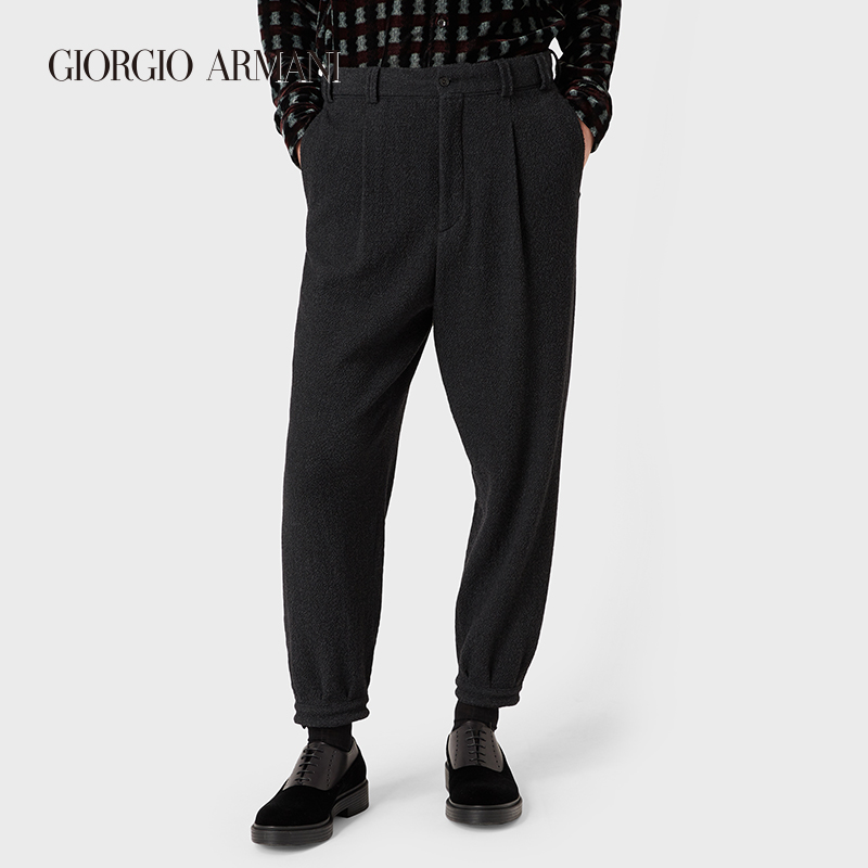 GIORGIO ARMANI/阿玛尼秋冬男士新商务系列羊驼毛休闲裤