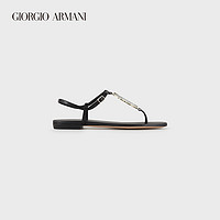 GIORGIO ARMANI/阿玛尼2021早春女士皮革平底凉鞋