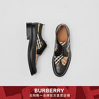 BURBERRY 镂空格纹拼皮革德比鞋 80162581