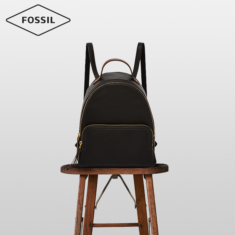 Fossil官方正品双肩包欧美时尚多功能牛皮拉链大容量背提女包