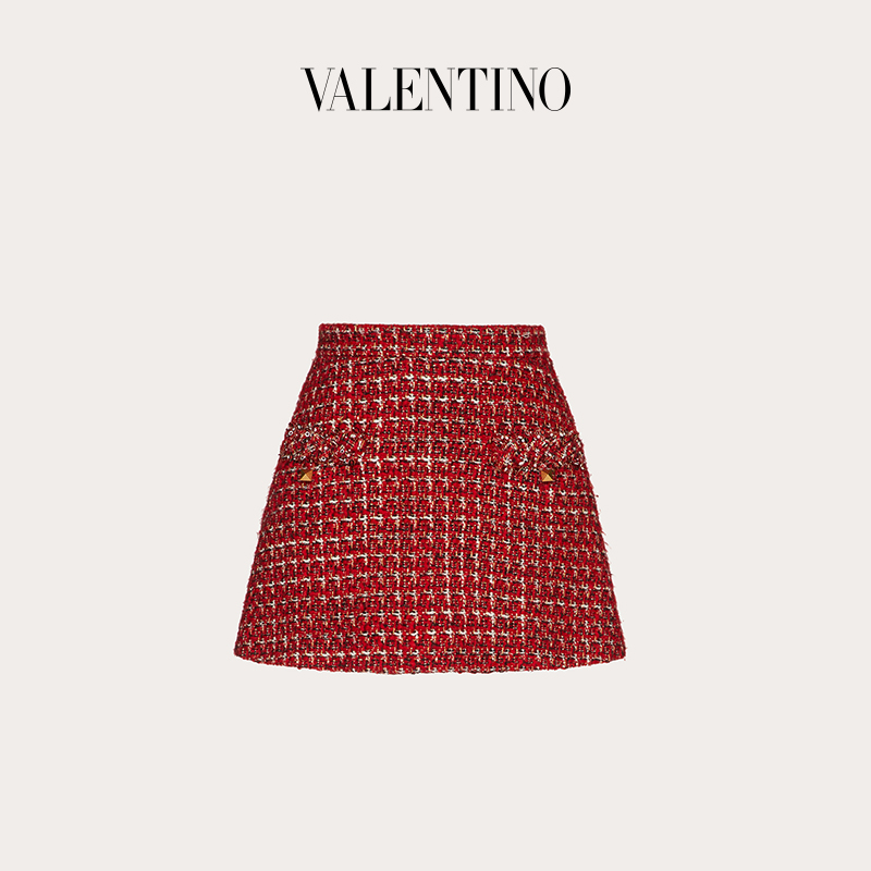 Valentino/华伦天奴 女士新品 亲肤金银线花呢迷你裙