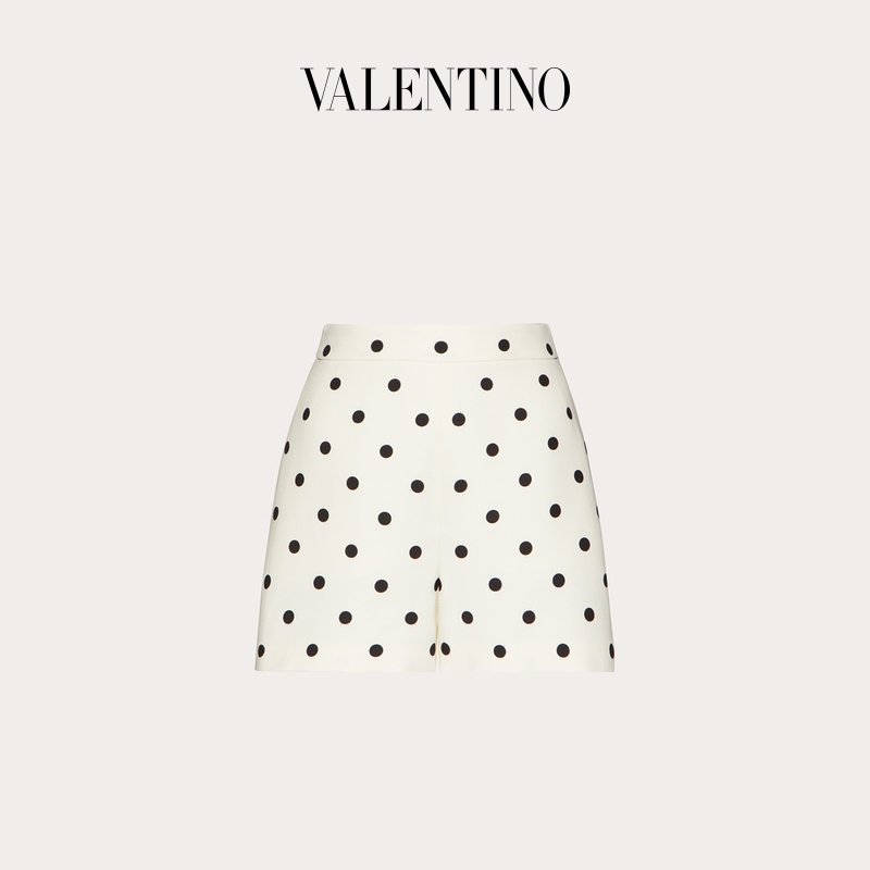 Valentino/华伦天奴女士新品白色 印花 Crepe Couture 短裤