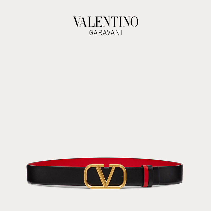 VALENTINO GARAVANI/华伦天奴 VLogo Signature亮面牛皮双面腰带