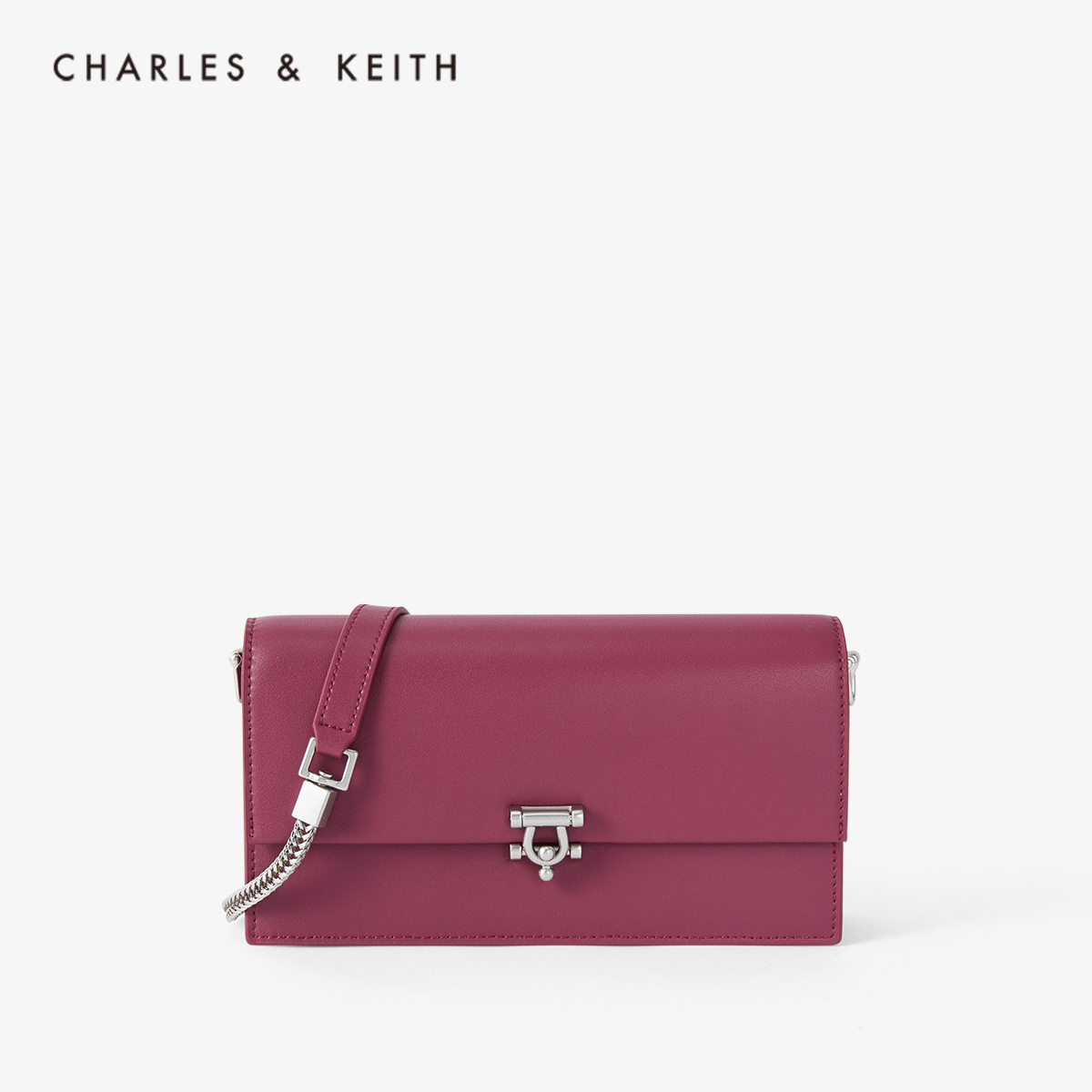 CHARLES＆KEITH2女包CK6-10840196女士金属扣饰单肩包钱包