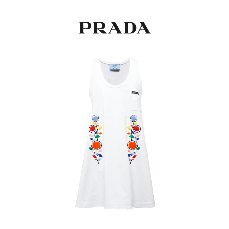 Prada/普拉达棉质无袖连衣裙