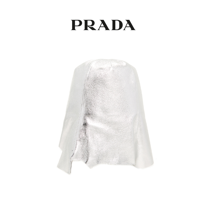 Prada/普拉达 简约个性剪裁撞色织物装饰时尚女士帽子