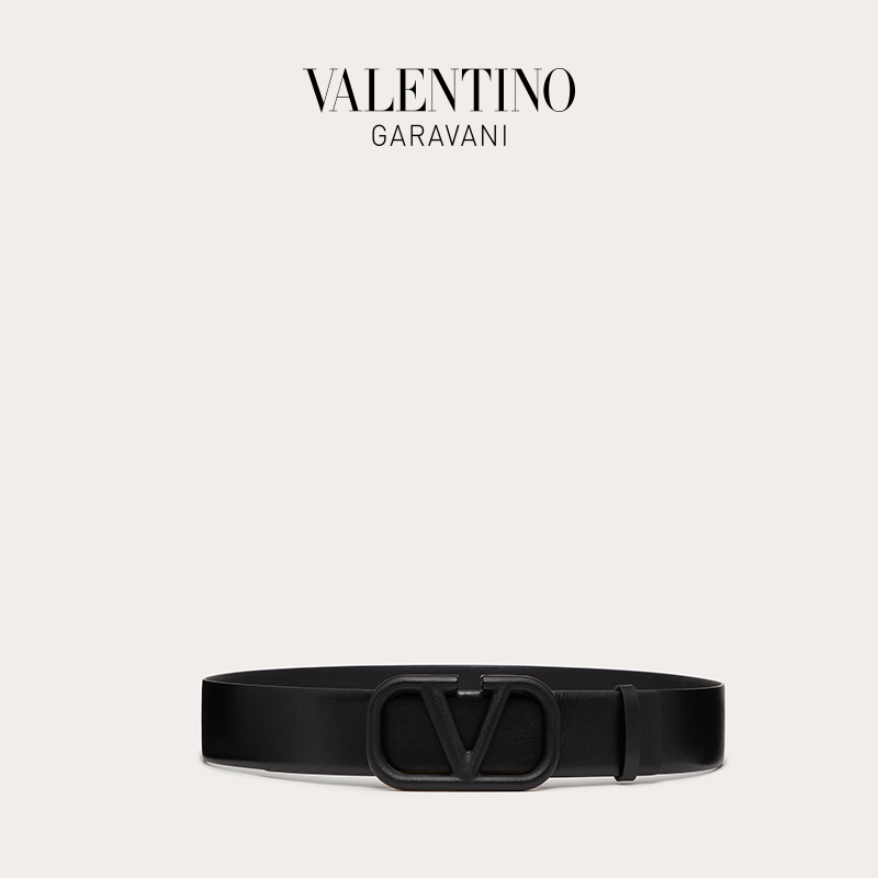 VALENTINO GARAVANI/华伦天奴 VLogo Signature 亮面小牛皮腰带