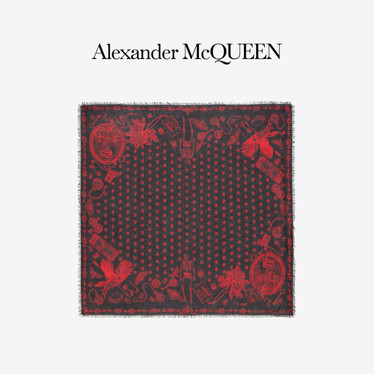 ALEXANDER MCQUEEN/亚历山大麦昆 2021早春 男士蚀刻边缘围巾